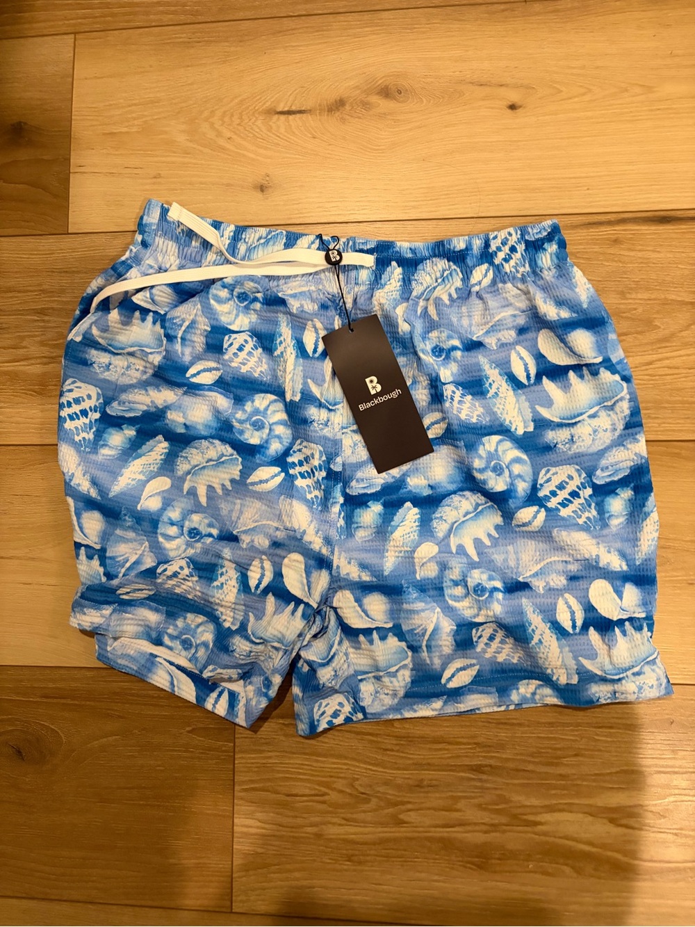 Men's Blue Shell-Print Swim Trunks Seaside